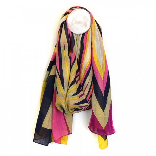 Pink & Mustard Mix Oversize Starflower Viscose Scarf by Peace of Mind